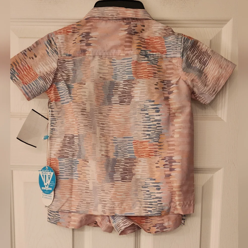 WET Minny Boy's Carson Shirt/Short Swim Set In Reflection Size 5Y-6Y